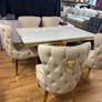 Gold Marble Kitchen Dining Table With 6 Chairs Image 4