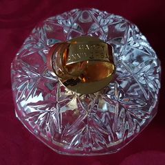 Killarney Crystal Cut Crystal Glass Happy Anniversary Lidded Jewelry Dish / Bowl With 22 Carat Gold Cover Handle and Footed Base Finishing Made In Ireland