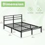 Metal Double Bed Frame with Headboard and Footboard | Fits 135 x 190 cm Mattress, Steel Slats Support, 30 cm Storage Space Underbed, Noise Free, Easy Assembly, Black Image 6