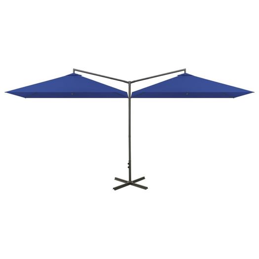Double Parasol with Steel Pole Azure Blue 600x300 cm