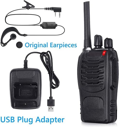 8 Pack 88E Long Range Walkie Talkie USB Rechargeable 16CH Walky Talky Radio with Earpieces and LED Light Voice Prompt for Field Survival Biking and Hiking