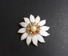 White Flower Brooch