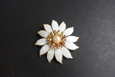 White Flower Brooch