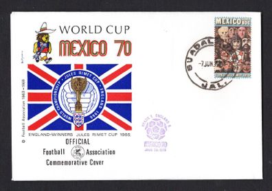 1970 Mexico Illustrated cover marking Mexico World Cup (football/ soccer) tying  80c Airmail - Football World Cup - Mexico stamp