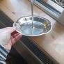 vintage 60s \ 70s stainless steel snack plate with long handle. Used but fair condition Image 2