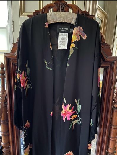 ETRO Italian Designer fringed KIMONO-Jacket - side slits - One Size