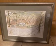 winter scene watercolour signed framed free postage