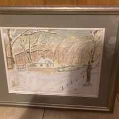 winter scene watercolour signed framed free postage