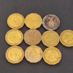 Threepence Coins Job Lot x10 Great Britain UK Circulated
