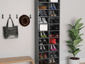 Shoe Cabinet High Gloss Grey 54x34x183 cm Chipboard