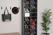 Shoe Cabinet High Gloss Grey 54x34x183 cm Chipboard