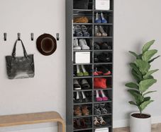 Shoe Cabinet High Gloss Grey 54x34x183 cm Chipboard