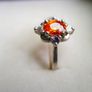Vintage 925 Sterling Silver Ring with Central Orange Stone and Accent Stones Image 3