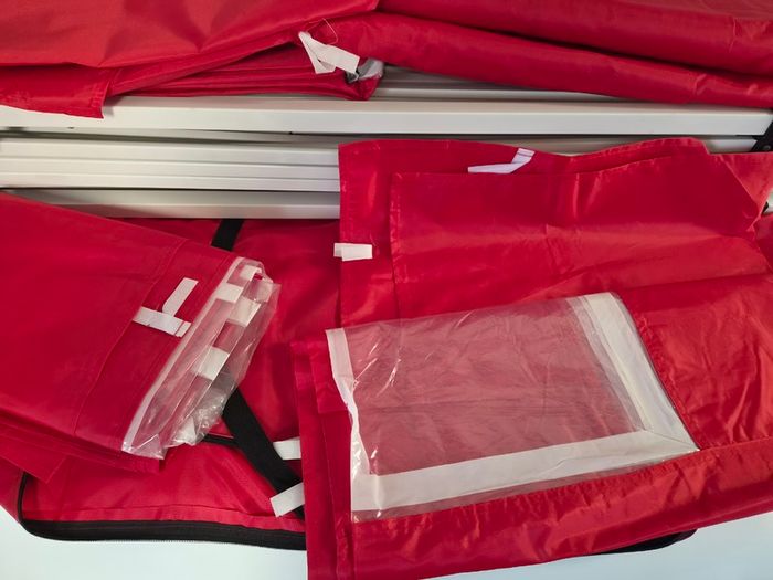 3M x 3M Popup gazebo Red, 4 Walls, 1 Person Assembley