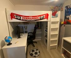 bunk bed with desk and wardrobe and storage