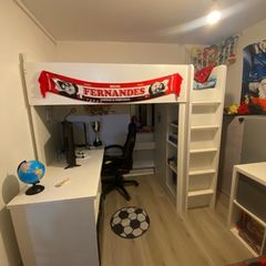 bunk bed with desk and wardrobe and storage