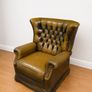 Vintage Leather Chesterfield Wingback Armchair Genuine Leather Image 2