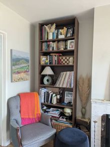 Tall walnut bookcase