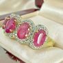 Silver Harry Ivens Designer Ring   925 Gold Plated Silver  Natural Zambian Rubies  White Zircons Image 8