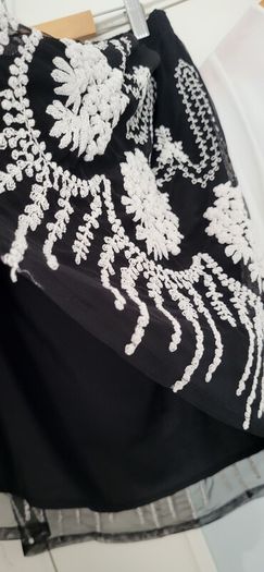 ZARA black and white layered mini skirt Sz XL (Fit 12-14UK) Rrp 59.99 (New)