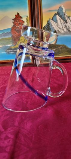 Antique Kilkenny Cobalt Blue Swirl Glass Large Footed Water Jug /Pitcher