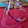 Antique Kilkenny Cobalt Blue Swirl Glass Large Footed Water Jug /Pitcher Image 10