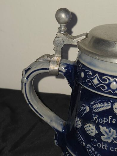 Vintage West German Lidded Beer Stein Kopfenumab Gotterhalt's with Handle