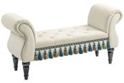 Upholstered bench, seat bench, vintage design, up to 150 kg, 117x40x58 cm, Beige