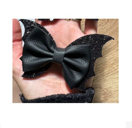 Large Black Leather Look Hair Clip