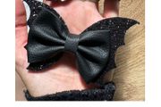 Large Black Leather Hair Clip - can be also used for coats, hats, bags, curtains etc