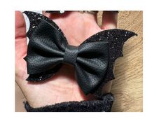 Large Black Leather Look Hair Clip