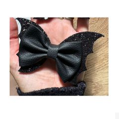 Large Black Leather Look Hair Clip