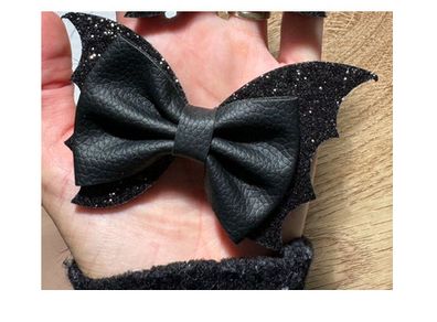 Large Black Leather Look Hair Clip