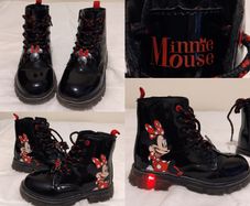 Disney Minnie Mouse Black Patent Boots With Flashing Lights