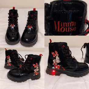 Disney Minnie Mouse Black Patent Boots With Flashing Lights