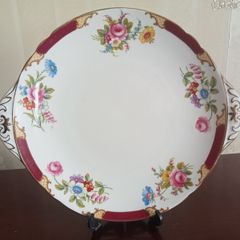 Rare Cake Plate "Maroon Princess" by Shelley
