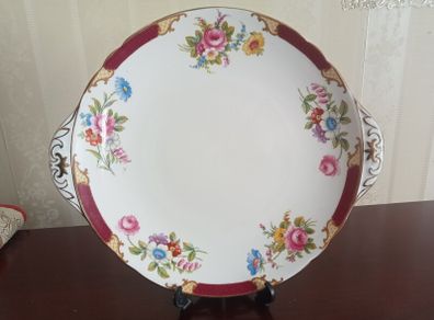 Rare Cake Plate "Maroon Princess" by Shelley