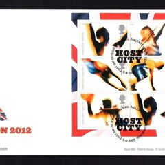2005 Great Britain London Host City Olympic Bid 2012 Commemorative Stamps Miniature Sheet Addressed First Day Cover (FDC) with Edinburgh pictorial cancel.