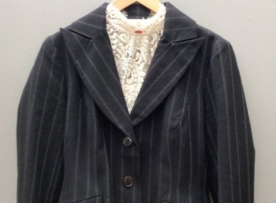 Vintage John Rocha Couture Designer Skirt Suit Dark Brown Size 10