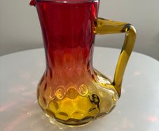 Victorian Amberina Art Glass Pitcher Jug.  Hand Blown c.1885 to 1900