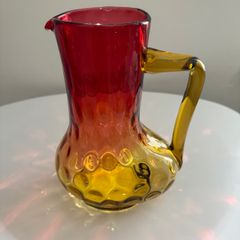 Victorian Amberina Art Glass Pitcher Jug.  Hand Blown c.1885 to 1900