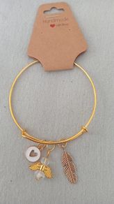 gold retractable charm bracelet
