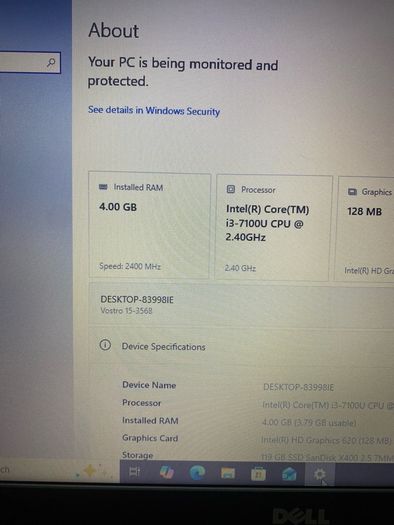 6 x Dell Laptops i3 pro 4gb ram 128gb ssd w10