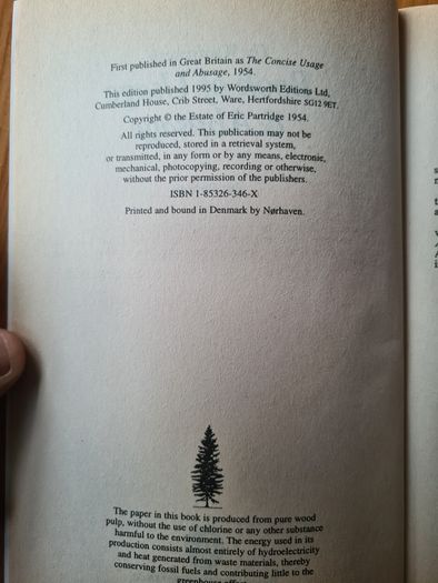 The Wordsworth's Book Of Usage& Abusage. By Eric Partridge.