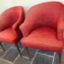 Pair of Vintage Upholstered Barrel Back Tub Armchairs Image 2