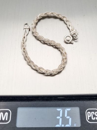 Signed 925 Sterling Silver Wheat Bracelet