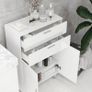 Bathroom cabinet, bathroom chest, 2 drawers, adjustable shelf, wood, white Image 6