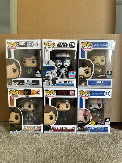 Funko Pop! Bundle x6: Dexter | Joel | Ellie | Captain Rex | Kratos | Daryl Dixon