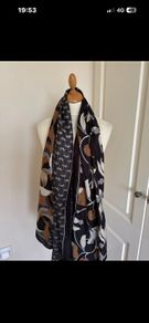 Black beige generous viscose scarf - new