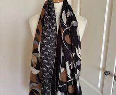 Black beige generous viscose scarf - new